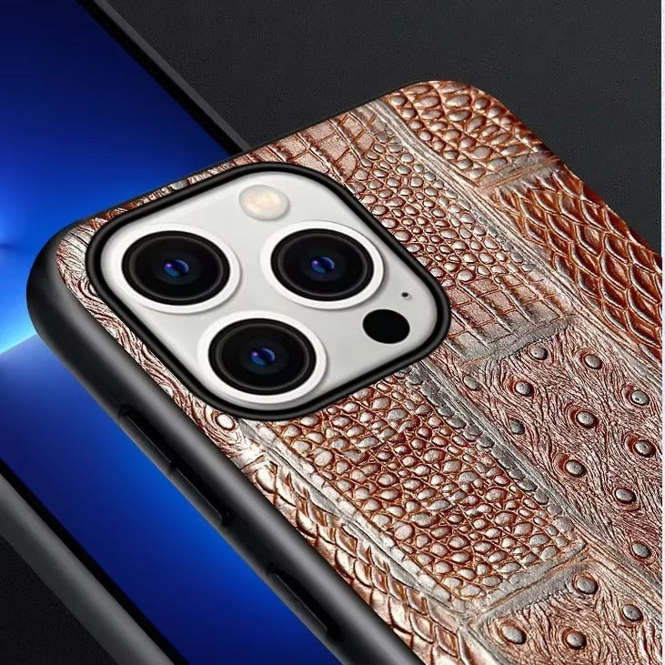 Luxury Genuine Cowhide Leather iphone case – Splicing Color Design, Shockproof Stylish & Durable Back Cover | Case for iPhone