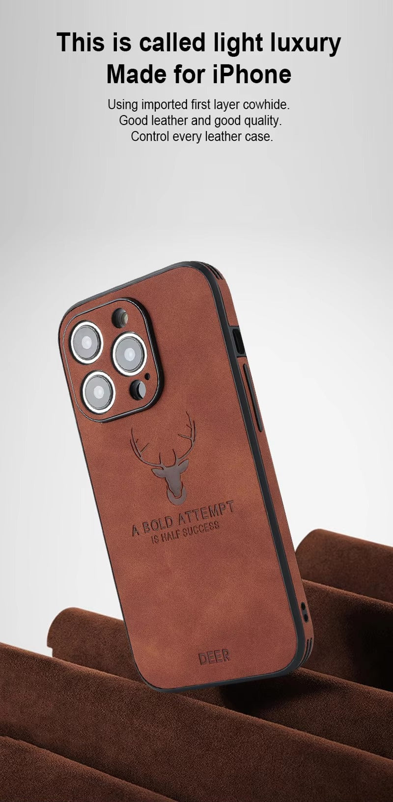 Fashion Cloth iPhone Case – Built-in Magnetic Iron, Deer & Cat Design, Stylish & Durable Protective Shell | Case for iPhone