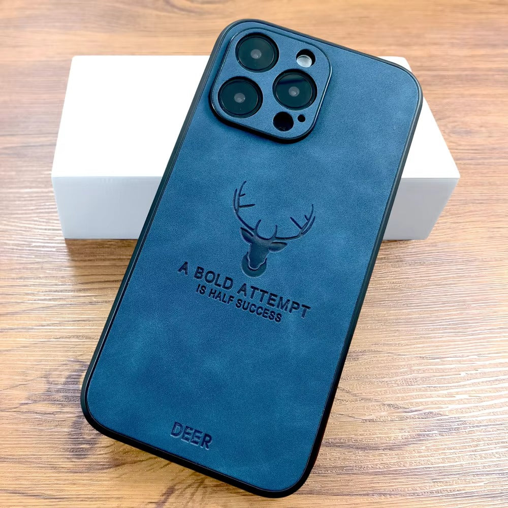 Luxury Retro PU Leather iPhone Case – Deer Pictorial Design, Full Back Protection, Stylish & Durable Cover | Case for iPhone