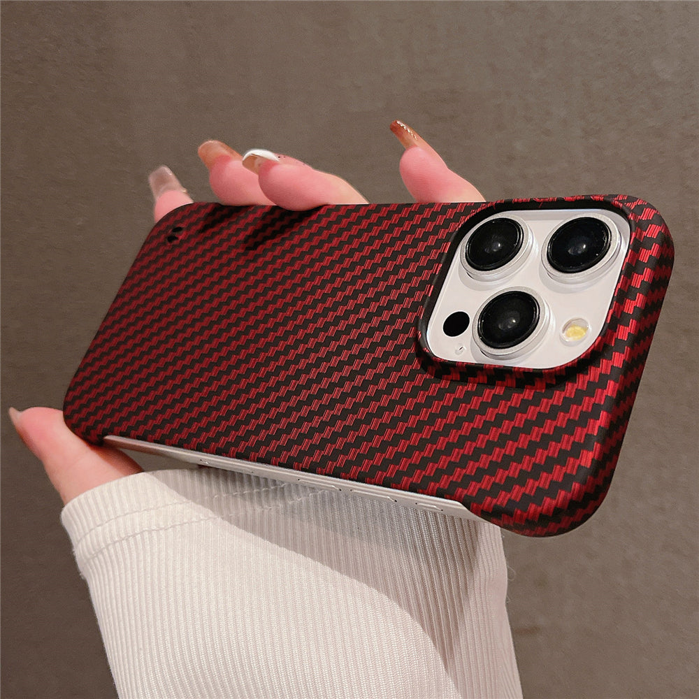 Premium Ultra-Thin Carbon Fiber Pattern Phone Case – Frameless Slim Hard Cover for iPhone Models, Lightweight and Durable