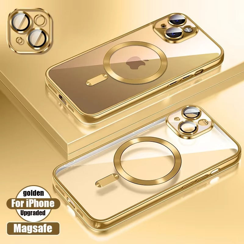 Luxury Desert Gold MagSafe iPhone Case - Magnetic Wireless Charging, Electroplated Bumper, Sleek & Durable Cover | Case for iPhone