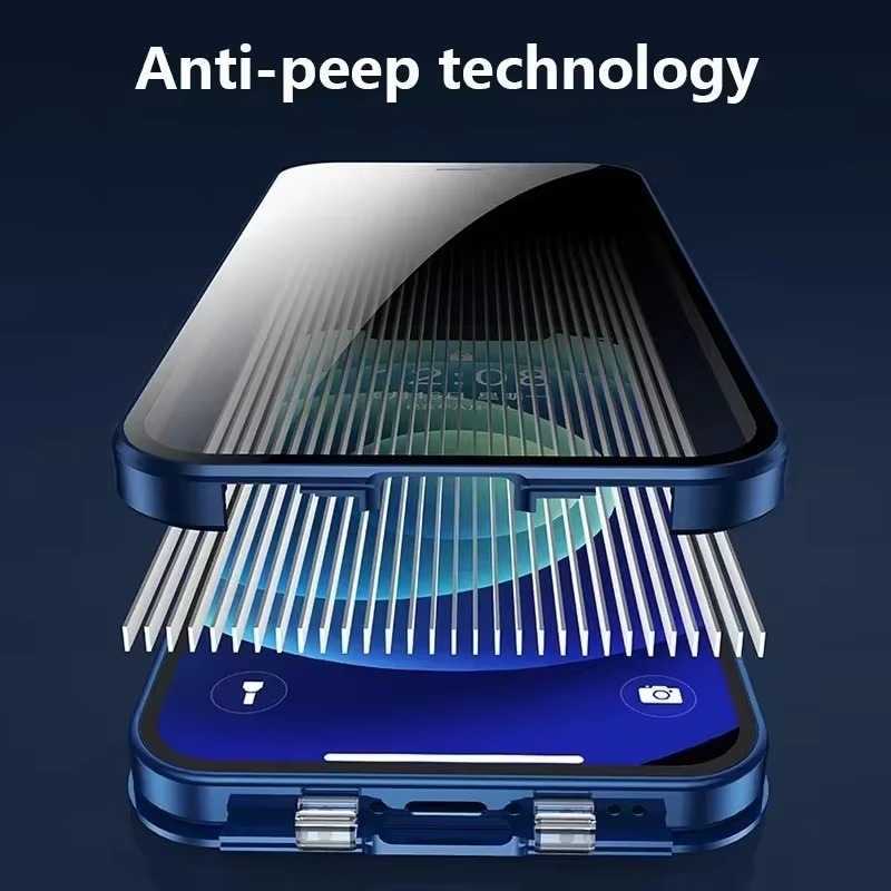 Luxuriöse Apple iPhone Hülle, MagSafe-kompatibel, Kameraobjektiv- und Bildschirmschutz, ultra dünn, stoßfest, magnetisch, vollständiger Rundumschutz, Datenschutzglas Snap Case