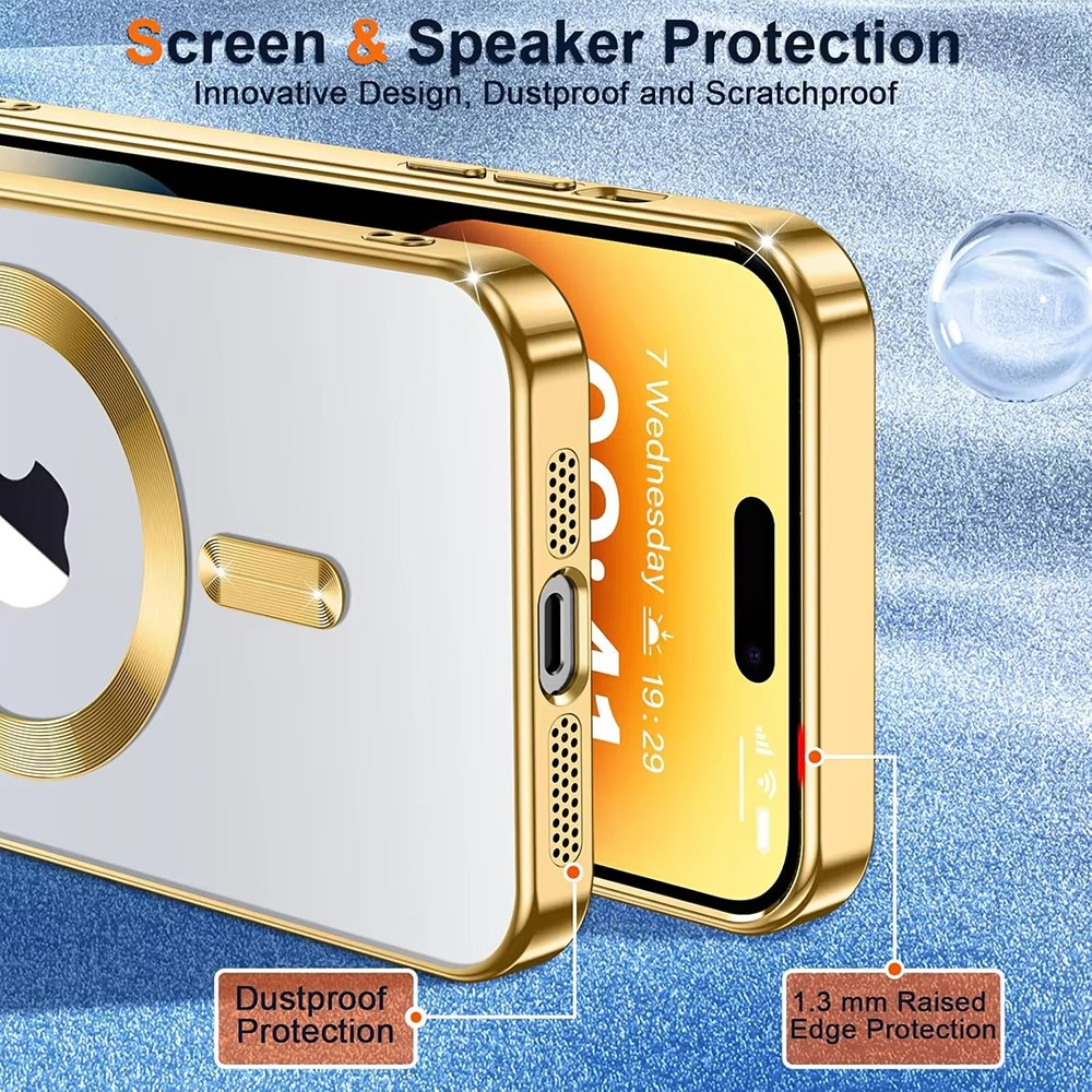 Luxury Desert Gold MagSafe iPhone Case - Magnetic Wireless Charging, Electroplated Bumper, Sleek & Durable Cover | Case for iPhone