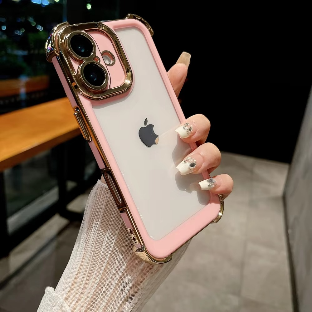 Luxury Plating Shockproof iPhone Case - Double Color Silicone Cover with Airbag Protection, Durable & Stylish Design | Case for iPhone