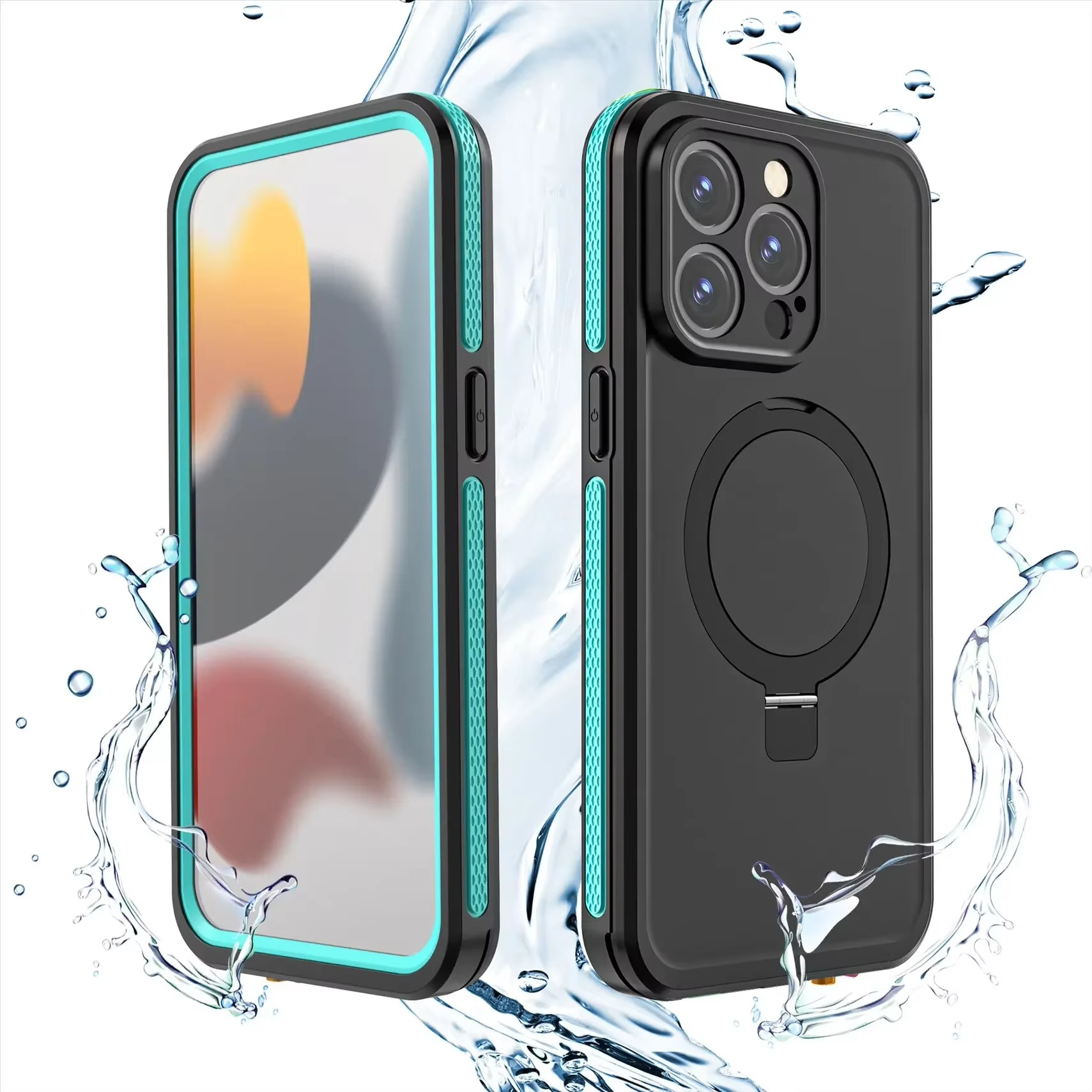 Robuste Apple iPhone Hülle, MagSafe-kompatibel, Kameraobjektiv- und Bildschirmschutz, ultra dünn, stoßfest, magnetisch, vollständiger Rundumschutz, IP68 wasserdichte Sporthülle