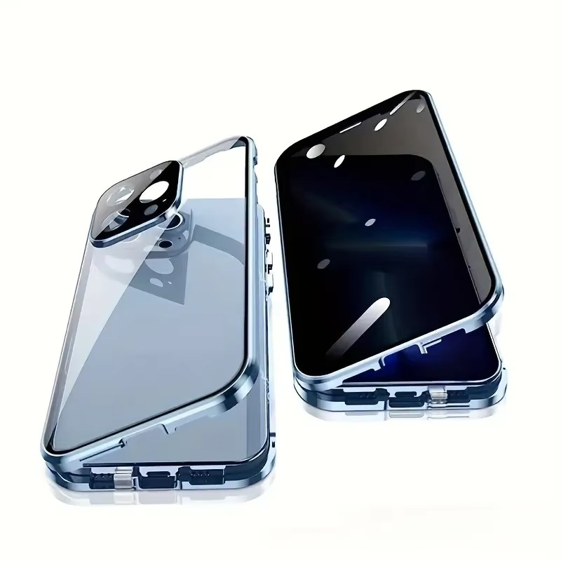 Luxuriöse Apple iPhone Hülle, MagSafe-kompatibel, Kameraobjektiv- und Bildschirmschutz, ultra dünn, stoßfest, magnetisch, vollständiger Rundumschutz, Datenschutzglas Snap Case
