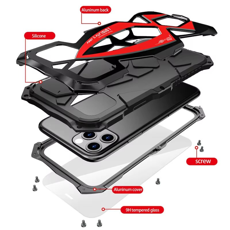 Luxuriöse Apple iPhone Hülle, MagSafe-kompatibel, Kameraobjektiv- und Bildschirmschutz, ultra dünn, stoßfest, magnetisch, vollständiger Rundumschutz, Metall-Rüstungsgehäuse.