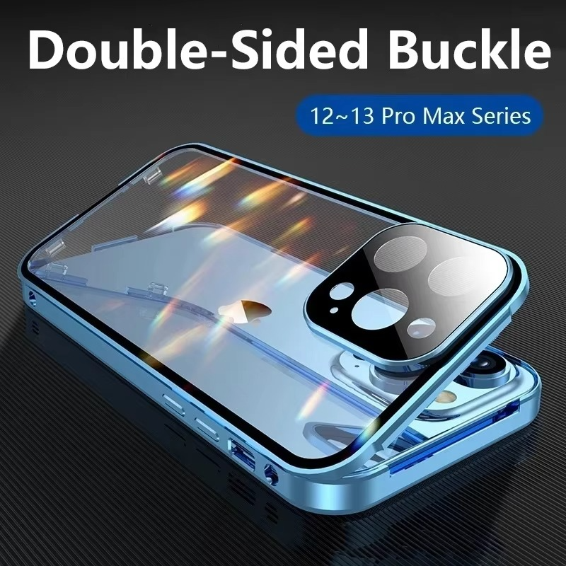 Premium Apple iPhone Hülle, MagSafe-kompatibel, Kameraobjektiv- und Bildschirmschutz, ultra dünn, stoßfest, magnetisch, vollständiger Rundumschutz, vollständige Metall-Schutzhülle