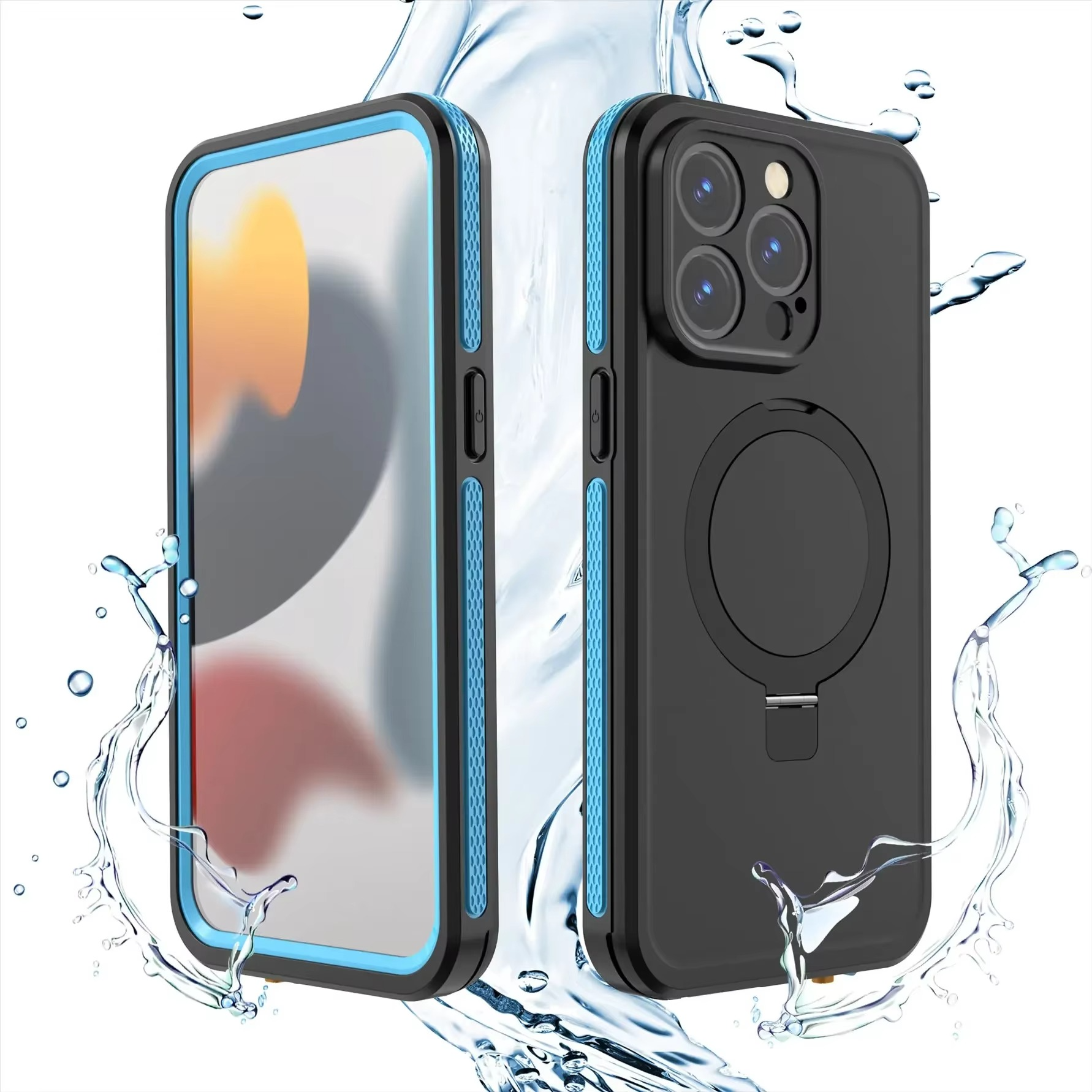 Robuste Apple iPhone Hülle, MagSafe-kompatibel, Kameraobjektiv- und Bildschirmschutz, ultra dünn, stoßfest, magnetisch, vollständiger Rundumschutz, IP68 wasserdichte Sporthülle