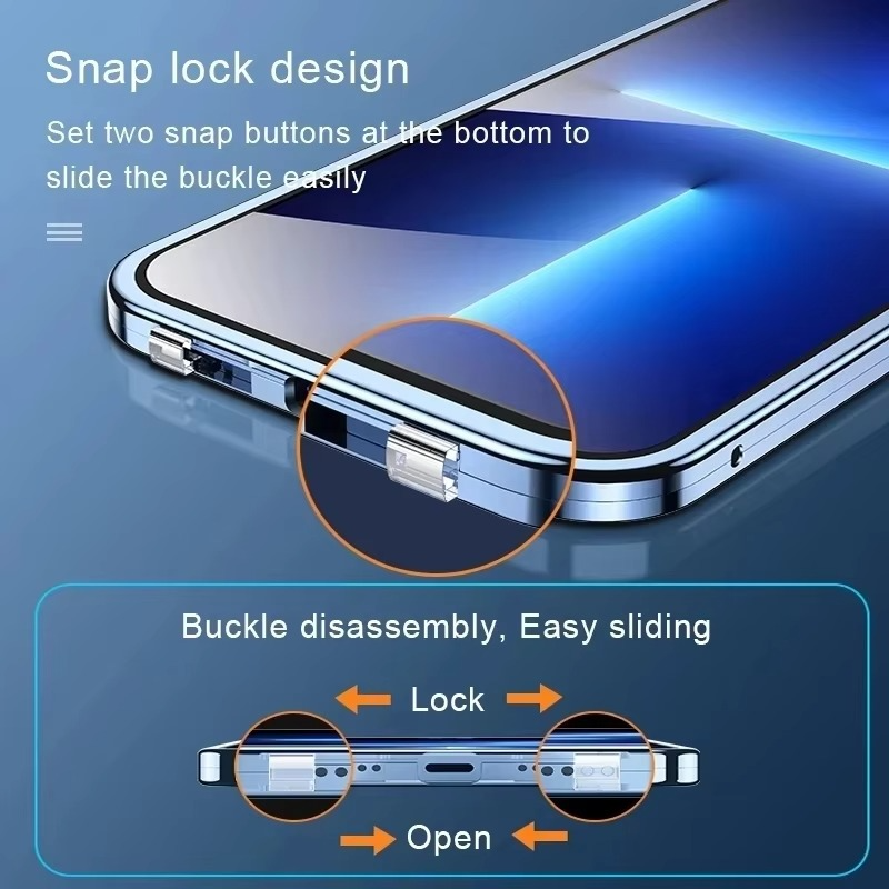 Premium Apple iPhone Hülle, MagSafe-kompatibel, Kameraobjektiv- und Bildschirmschutz, ultra dünn, stoßfest, magnetisch, vollständiger Rundumschutz, vollständige Metall-Schutzhülle