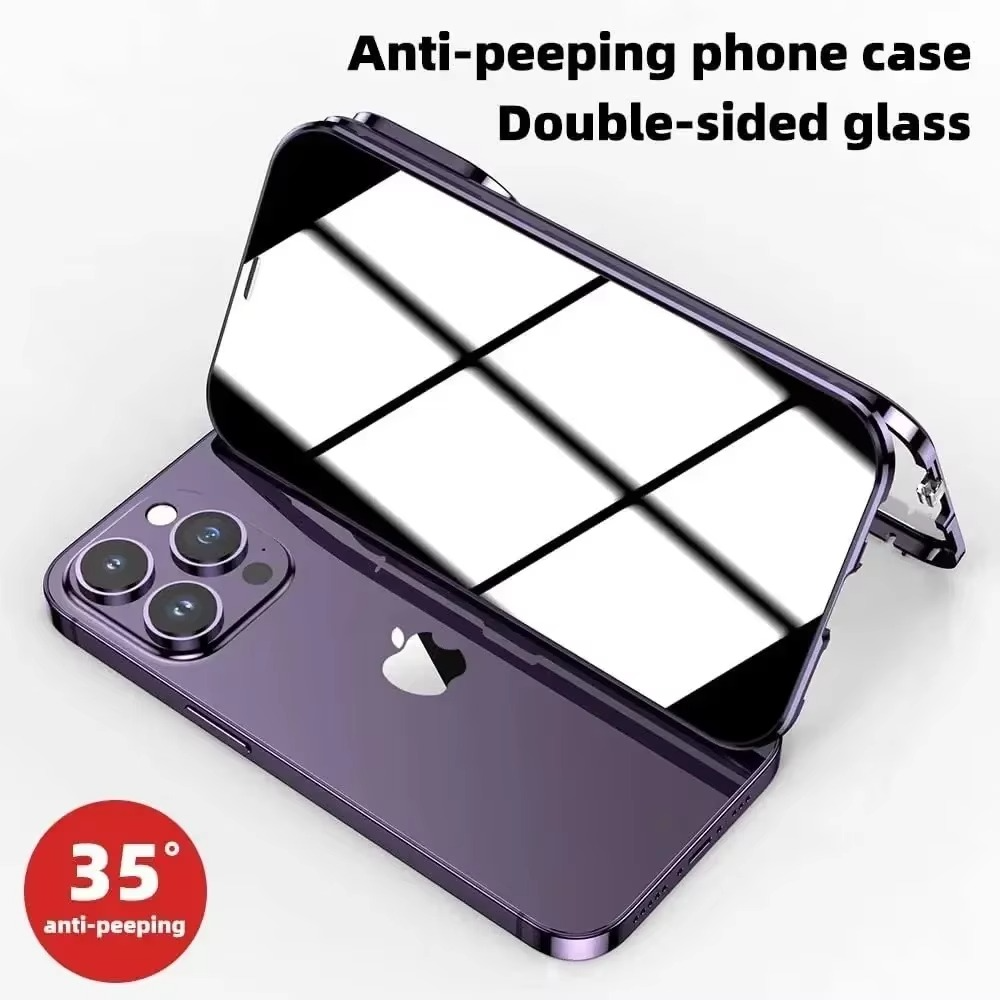 Premium Apple iPhone Hülle, MagSafe-kompatibel, Kameraobjektiv- und Bildschirmschutz, ultra dünn, stoßfest, magnetisch, vollständiger Rundumschutz, vollständige Metall-Schutzhülle