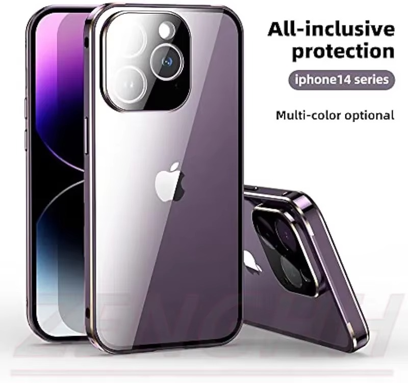 Premium Apple iPhone Hülle, MagSafe-kompatibel, Kameraobjektiv- und Bildschirmschutz, ultra dünn, stoßfest, magnetisch, vollständiger Rundumschutz, vollständige Metall-Schutzhülle