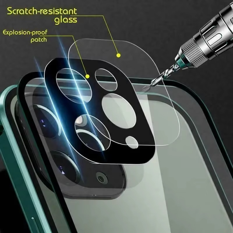 Premium Apple iPhone Hülle, MagSafe-kompatibel, Kameraobjektiv- und Bildschirmschutz, ultra dünn, stoßfest, magnetisch, vollständiger Rundumschutz, vollständige Metall-Schutzhülle