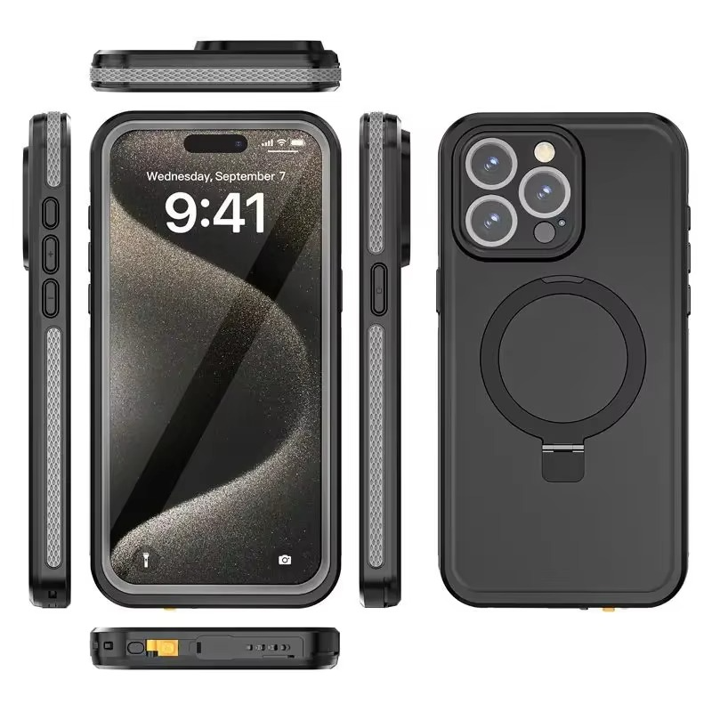 Robuste Apple iPhone Hülle, MagSafe-kompatibel, Kameraobjektiv- und Bildschirmschutz, ultra dünn, stoßfest, magnetisch, vollständiger Rundumschutz, IP68 wasserdichte Sporthülle