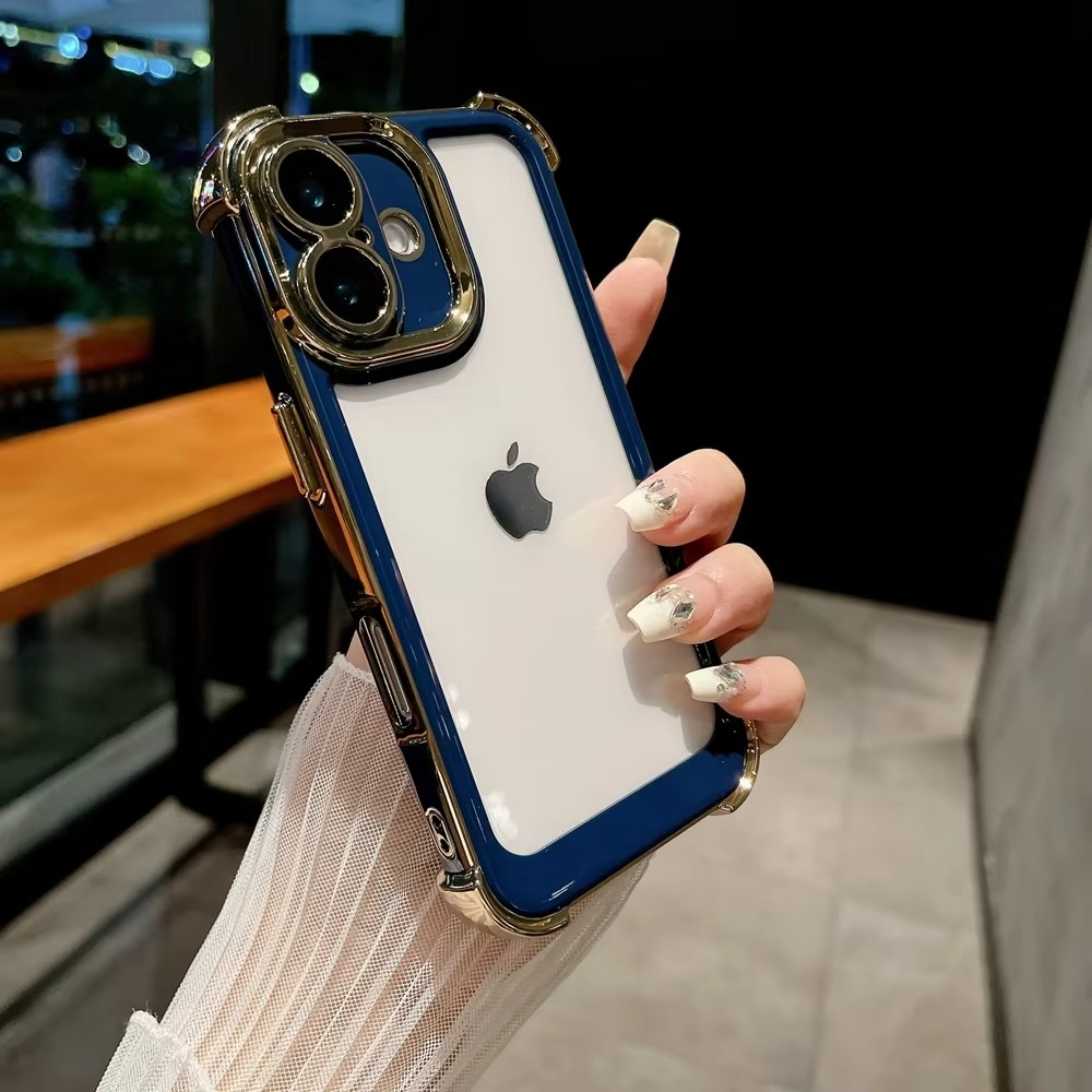 Luxury Plating Shockproof Case - Double Color Silicone Cover with Airbag Protection, Durable & Stylish Design | Case for iPhone