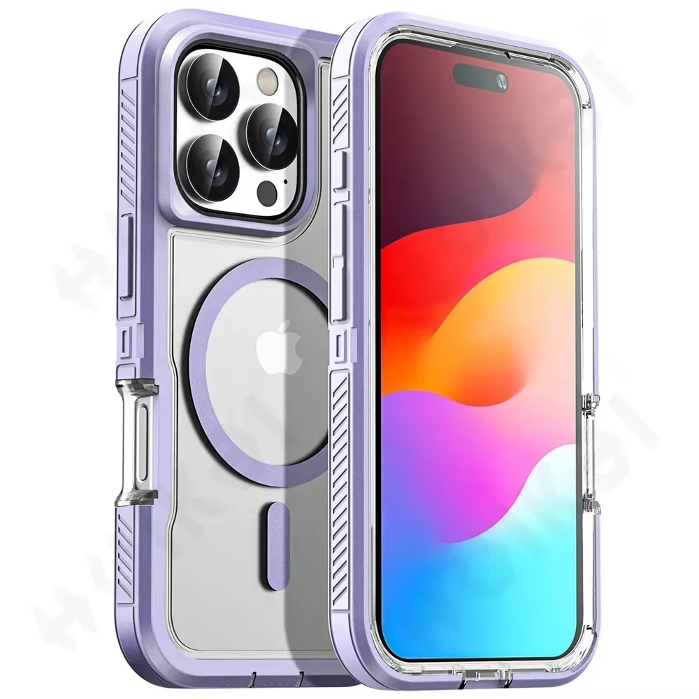 Premium Apple iPhone Hülle, MagSafe-kompatibel, Kameraobjektiv- und Bildschirmschutz, ultra dünn, stoßfest, magnetisch, vollständiger Rundumschutz, robuste Standhülle