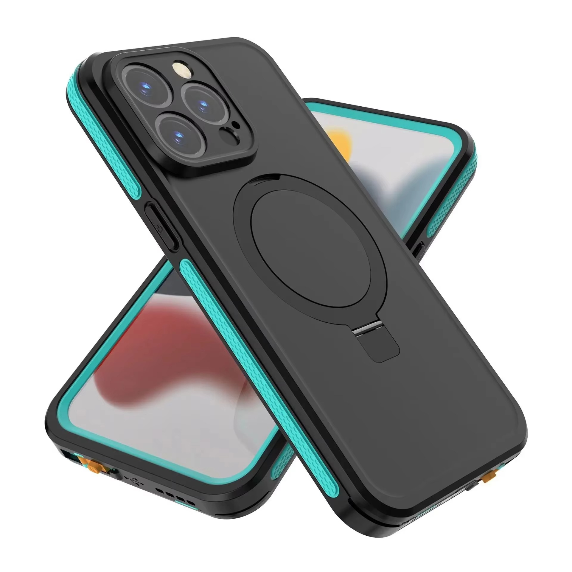 Robuste Apple iPhone Hülle, MagSafe-kompatibel, Kameraobjektiv- und Bildschirmschutz, ultra dünn, stoßfest, magnetisch, vollständiger Rundumschutz, IP68 wasserdichte Sporthülle