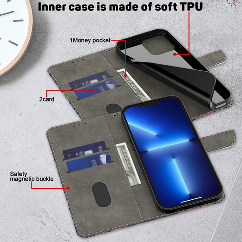 Premium 3D Leather Flip Wallet Case - Magnetic Phone Cover with Card Holder, Stand Function, and Secure Closure | Case iPhone