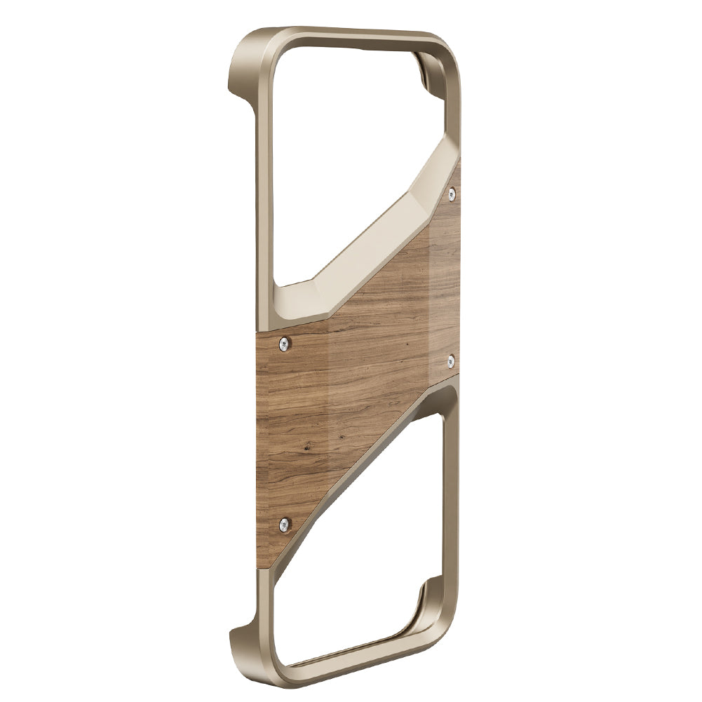 Irregular Metal Frame iPhone Case – Aluminum Alloy and Solid Wood Shockproof Frameless Cover for iPhone Models, Durable and Unique Design