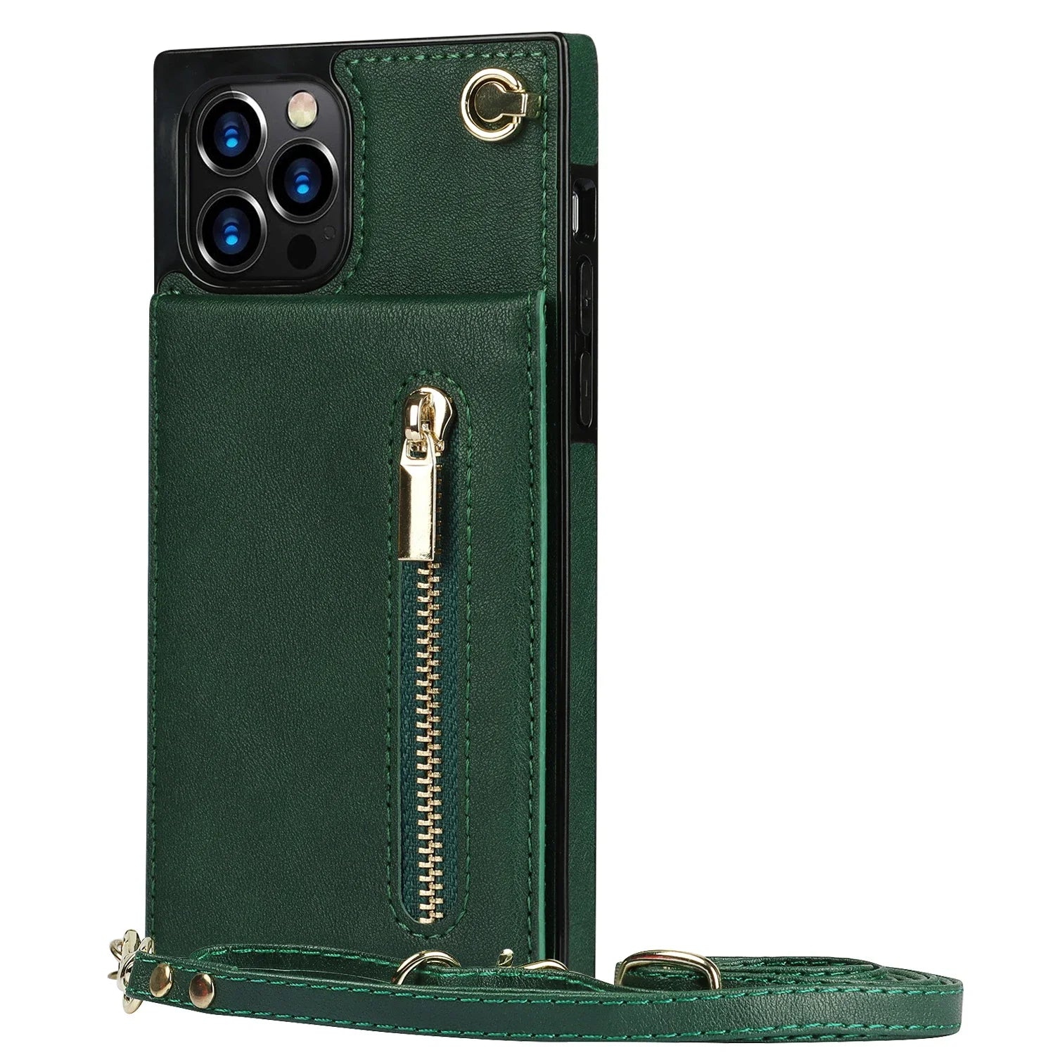 Luxury Zipper Wallet Crossbody Leather iPhone Case – Card Holder, Lanyard Strap, Shockproof Protection, Magnetic Closure, Stylish Flip Cover for iPhone