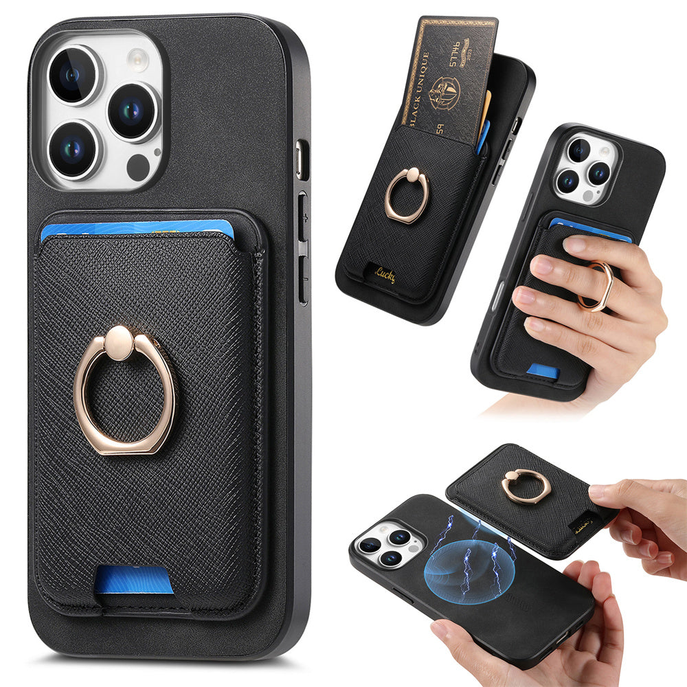 Luxury Detachable Magnetic Wallet Case – Card Holder, Ring Stand, and Shockproof Protection for Secure and Convenient Use