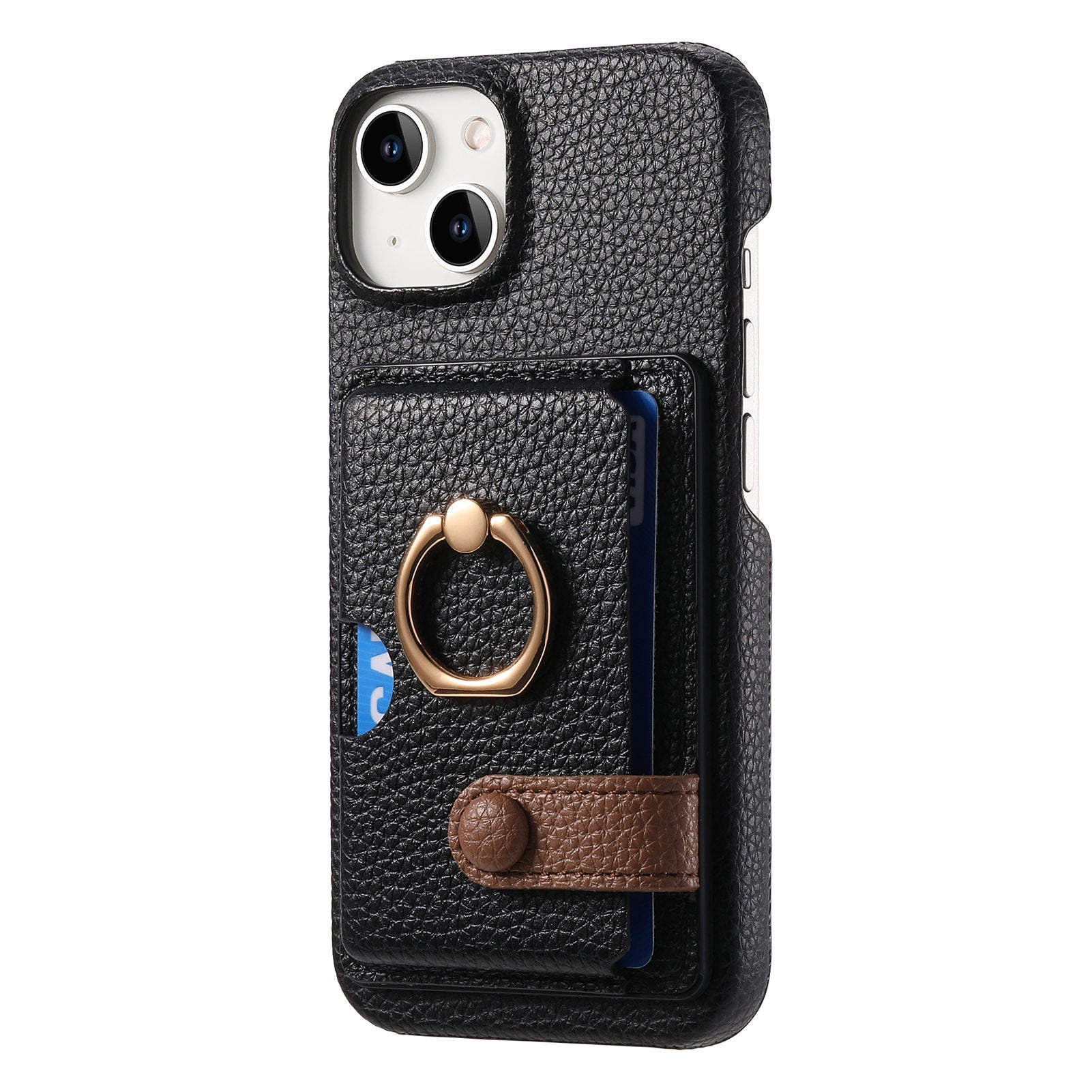 Premium Leather Ring Stand Wallet iPhone Case – Shockproof Phone Cover with Card Holder, Magnetic Closure, and Kickstand Support for Hands-Free Convenience