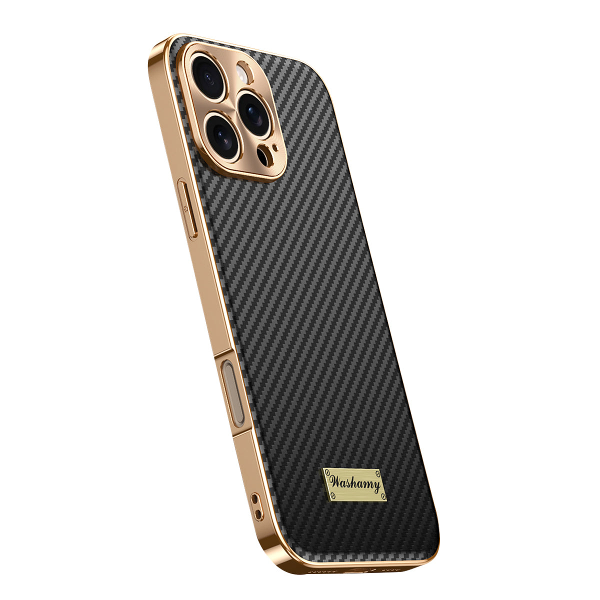 Luxury Carbon Fiber Textured Leather iPhone Case - Shockproof, Alloy Metal Lens, Plating Design, Durable, Slim Fit Protection