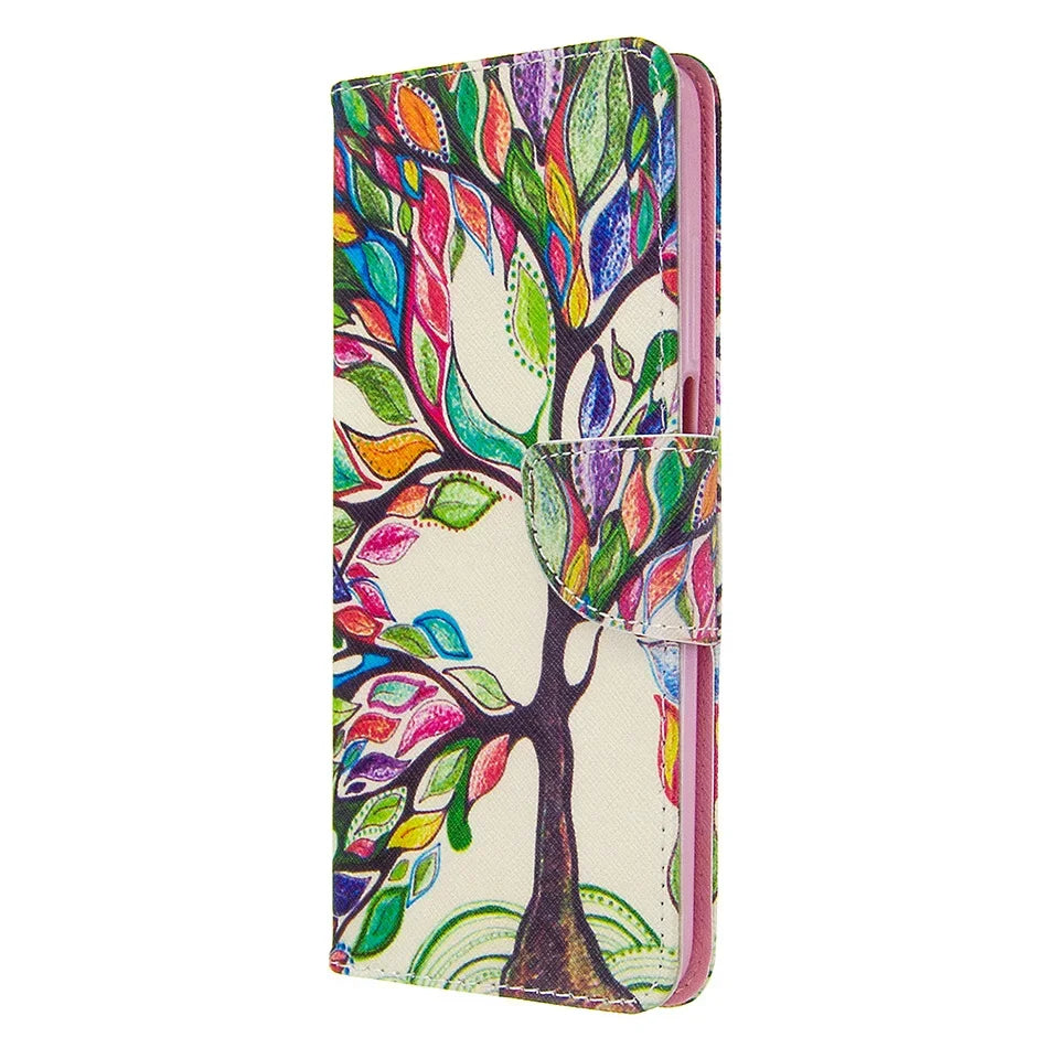 Premium Leather Flip Wallet Case - Magnetic Plum Blossom Phone Cover with Card Holder, Stand Function, and Secure Closure