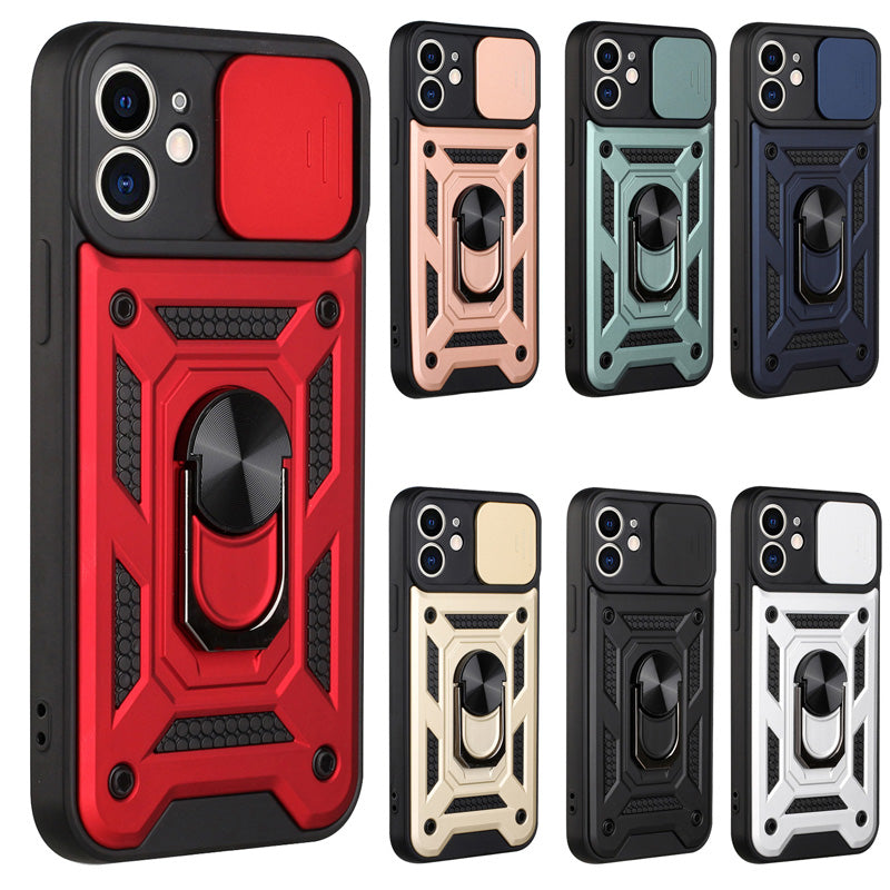 Shockproof Armor Case – Slide Camera Lens Protection, Rugged Full-Body Cover for iPhone Models