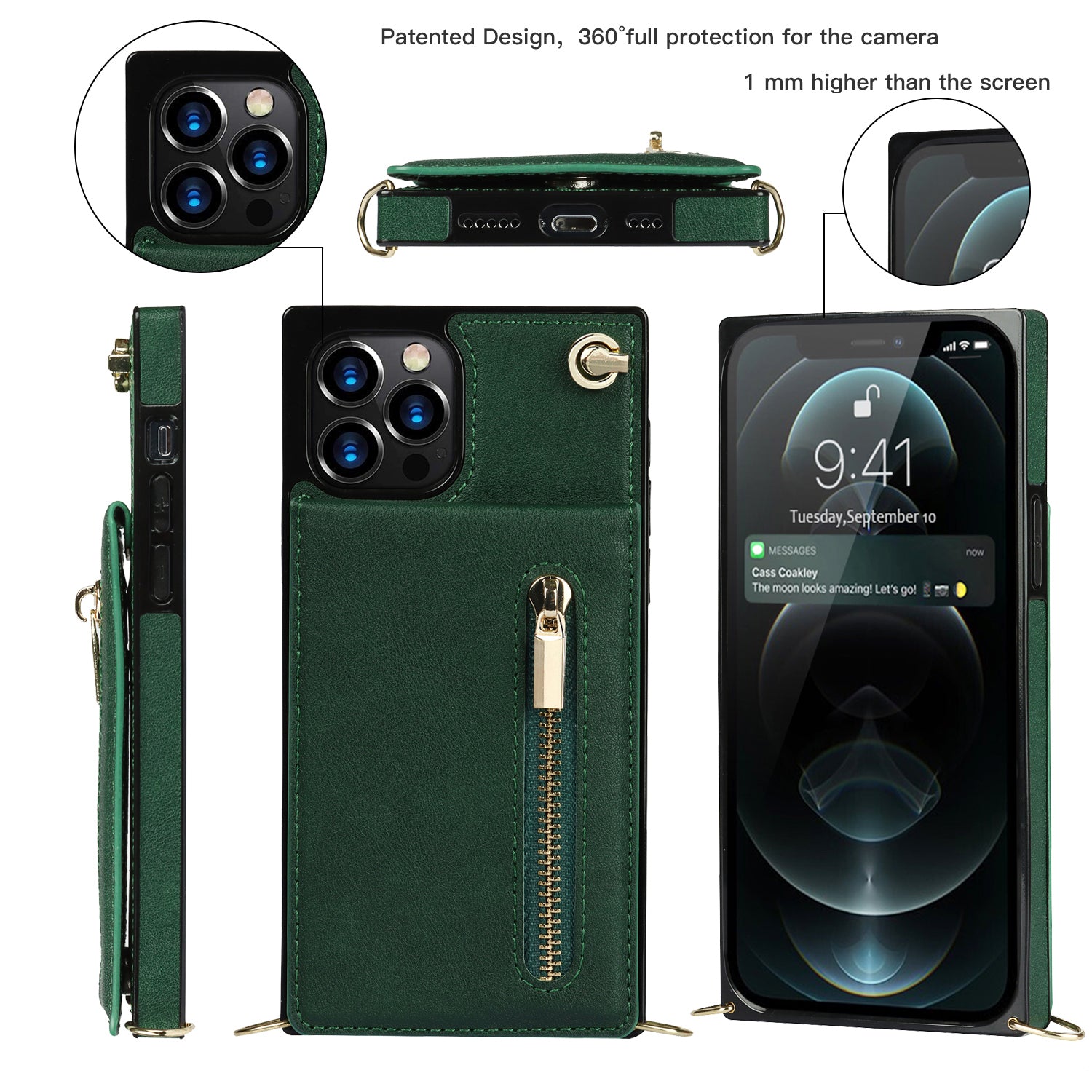 Luxury Zipper Wallet Crossbody Leather iPhone Case – Card Holder, Lanyard Strap, Shockproof Protection, Magnetic Closure, Stylish Flip Cover for iPhone