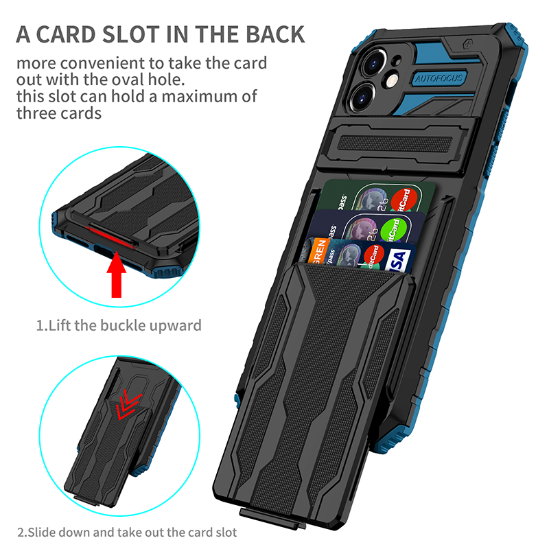 Shockproof Card Holder Case – Kickstand, Camera Protection, Durable Cover for iPhone Models