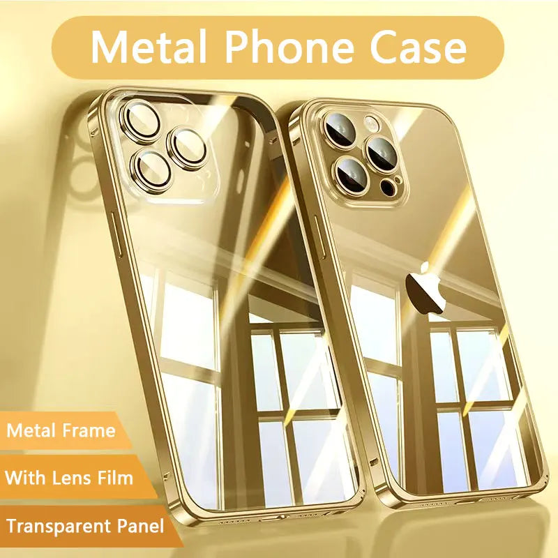 Luxury Magnetic Metal Phone Case – Transparent Back, Aluminum Frame, Shockproof Design Slim Durable Cover for iPhone