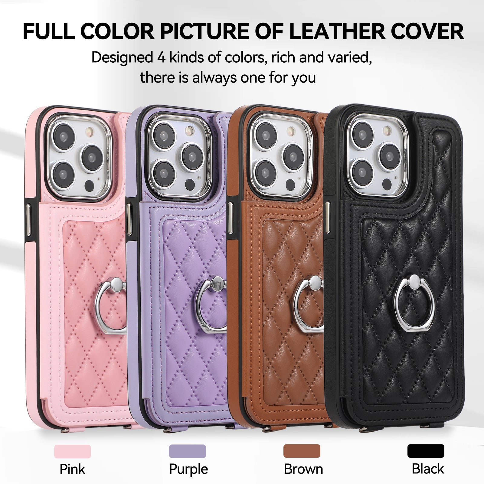 Luxury Crossbody RFID Leather Wallet Phone Case – Card Slot, Ring Holder, Double Buckle, Lanyard Bag Cover, Magnetic Closure