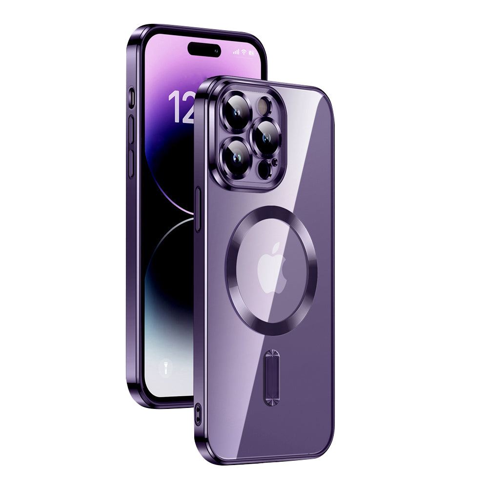 Luxury Magnetic Clear iPhone Case - Slim with Full Lens Protection, Wireless Charging Support, and Durable Plating Finish