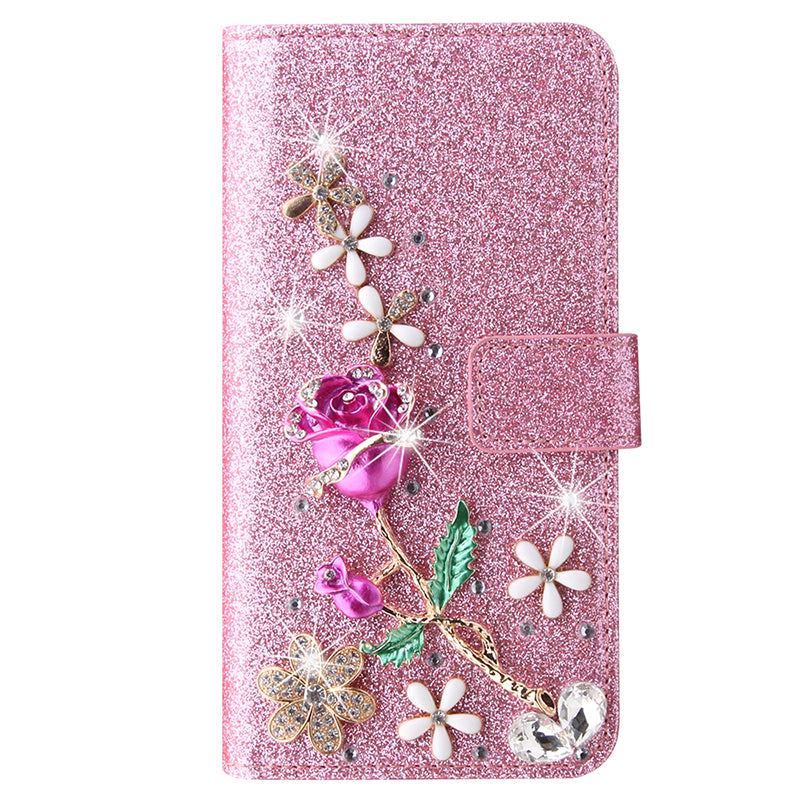 Luxury Flip Glitter Phone Case For iPhone 16 15 14 13 12 Mini 11 Pro XR X XS Max 8 Plus SE 2022 Bling Leather Book Wallet