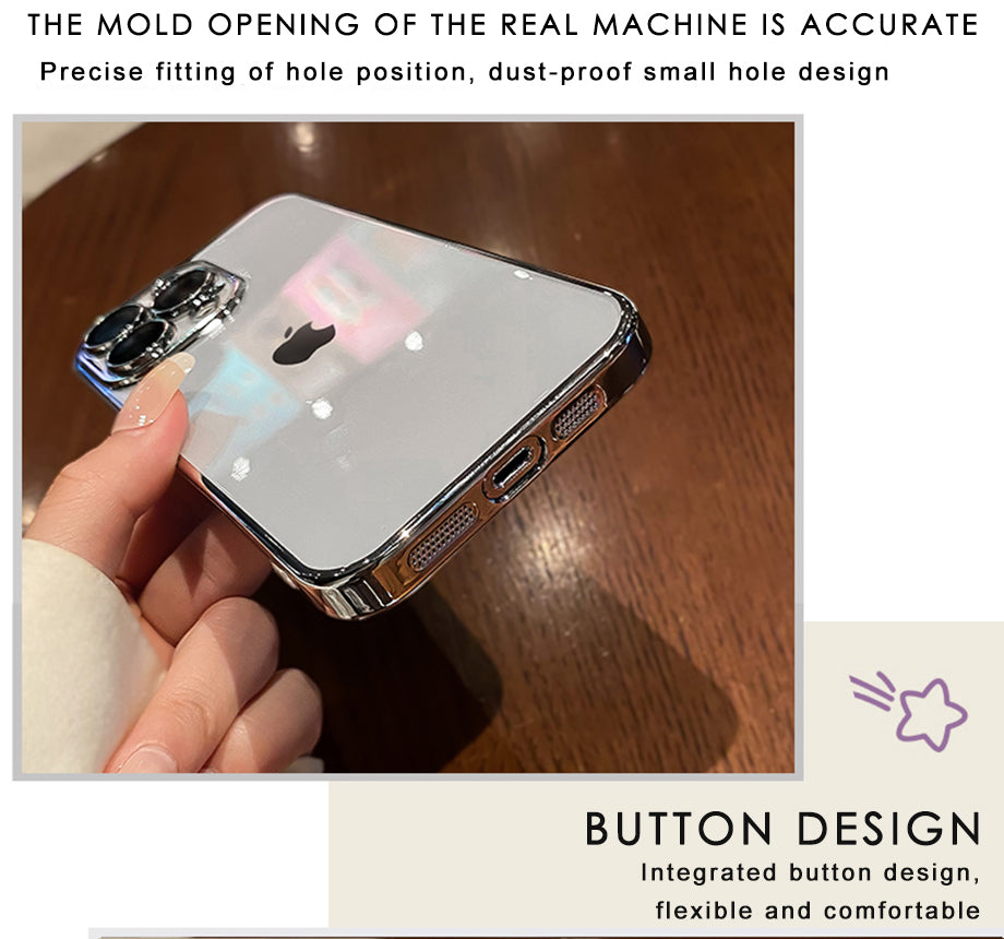 Luxury Plating Clear Silicone Case - Soft Phone Cover with Lens Protection, Slim Design, and Durable Back Cover | Case iPhone