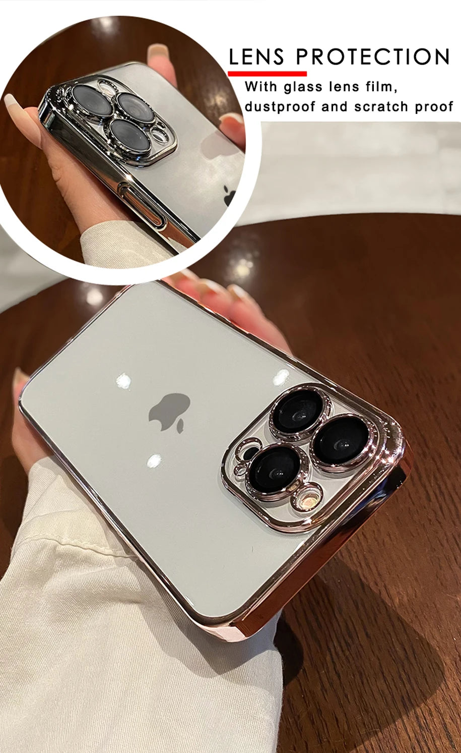 Luxury Plating Clear Silicone Case - Soft Phone Cover with Lens Protection, Slim Design, and Durable Back Cover | Case iPhone