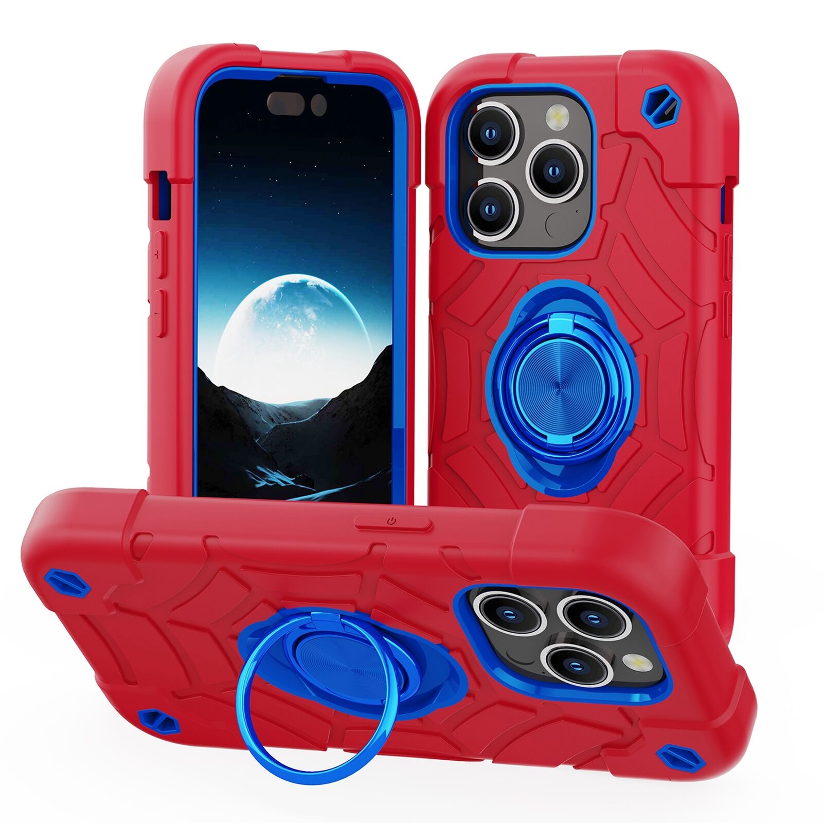 Military-Grade Heavy-Duty iPhone Case – Shockproof Rugged Cover with Kickstand Ring Holder for iPhone Models