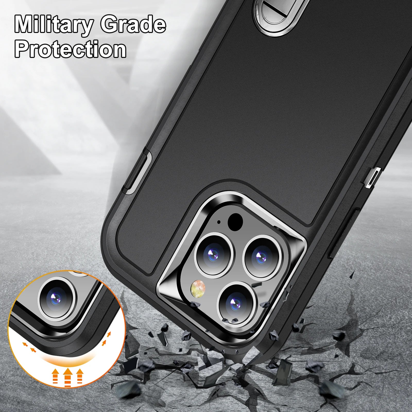 Hybrid Military-Grade Defender Case – Kickstand Full-Body Protection Cover for iPhone Models, Rugged and Shockproof Design