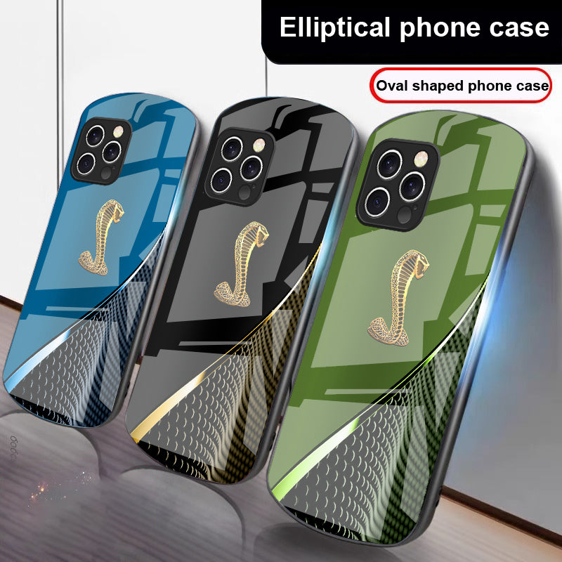 Premium Gradient Golden Snake Tempered Glass Phone Case – Stylish, Durable Protection for iPhone Models