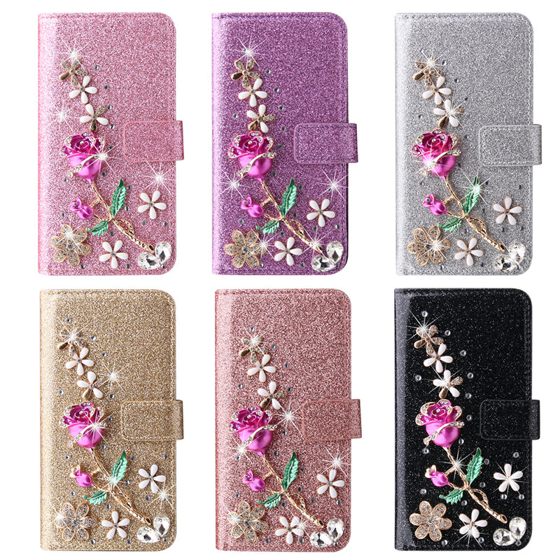 Luxury Flip Glitter Phone Case For iPhone 16 15 14 13 12 Mini 11 Pro XR X XS Max 8 Plus SE 2022 Bling Leather Book Wallet