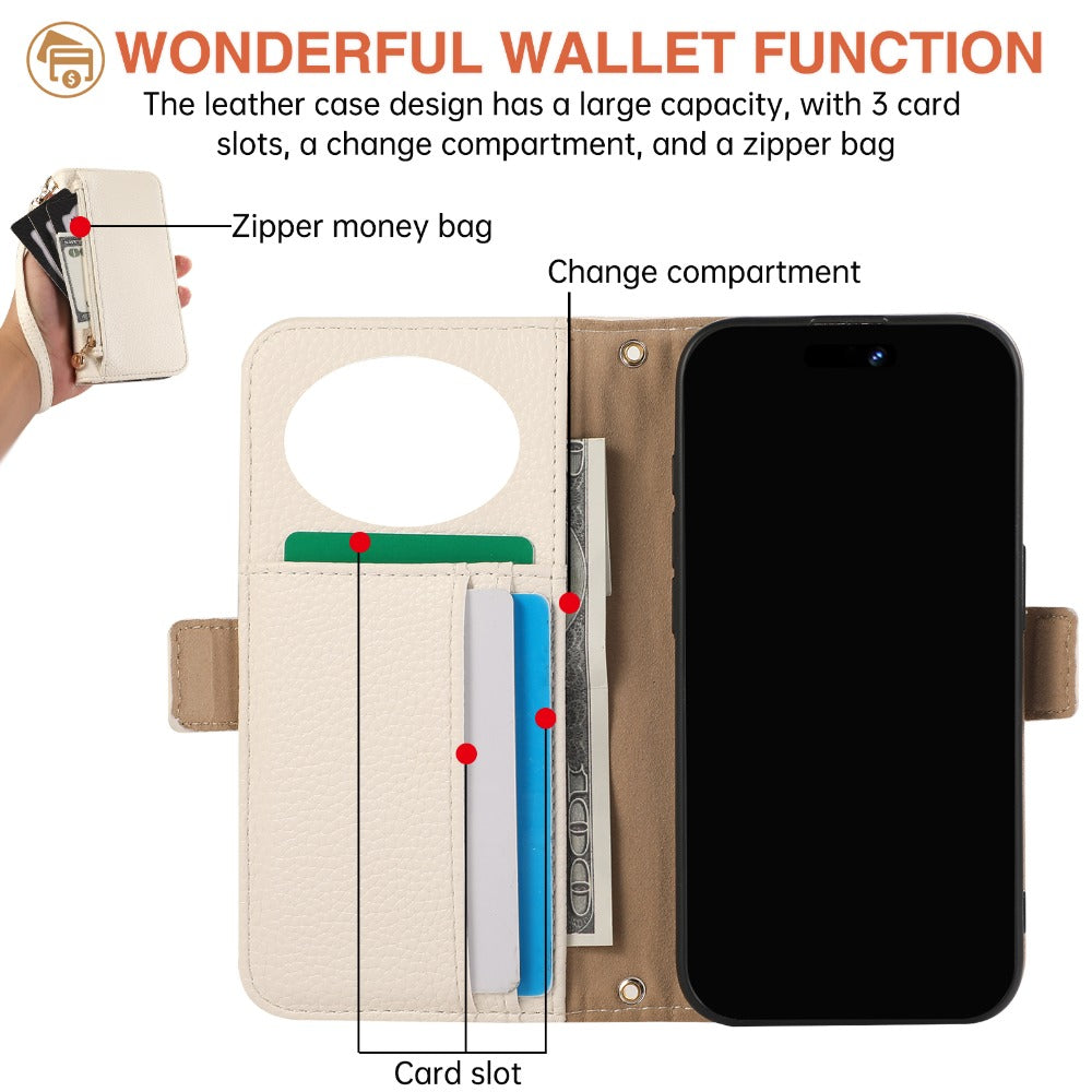 Luxury Crossbody Zipper Wallet Phone Case – Leather Card Holder, Hands-Free Strap, Shockproof Protection, and Stylish Design for Ultimate Convenience