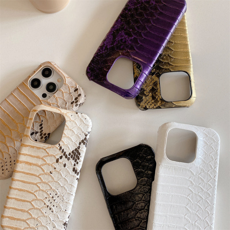 Premium Leather Realistic Snake Skin Texture iPhone Case - PU Seismic Cover, Durable & Stylish Protection for iPhone Models