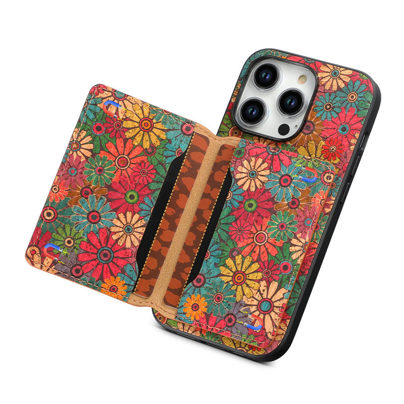 Luxury Flower Pattern Leather Magnetic Wallet Phone Case for iPhone – Card Holder, Stand Function, Protective Back Cover