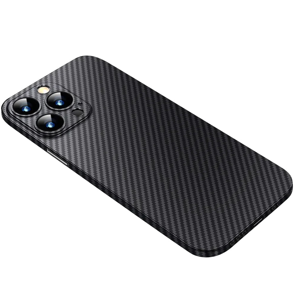 Luxury Ultra-Thin Carbon Fiber Matte Case – 0.2mm PP Back Cover for iPhone Models, Lightweight, Sleek, and Durable Protection