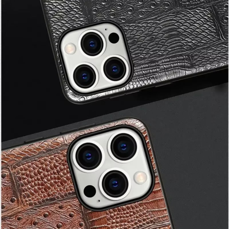 Luxury Genuine Cowhide Leather iphone case – Splicing Color Design, Shockproof Stylish & Durable Back Cover | Case for iPhone