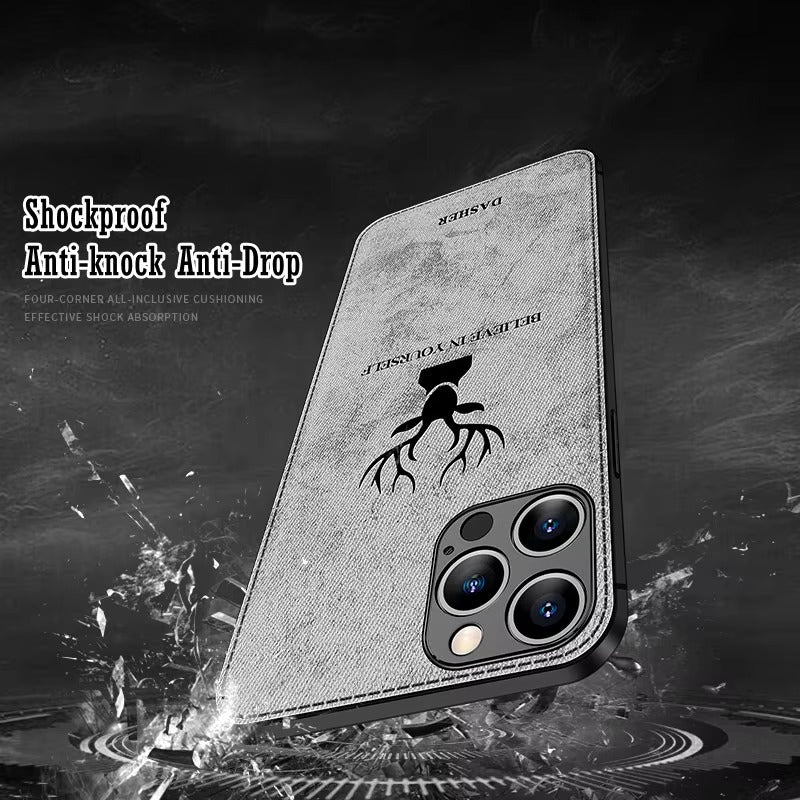 Fashion Cloth iPhone Case – Built-in Magnetic Iron, Deer & Cat Design, Stylish & Durable Protective Shell | Case for iPhone