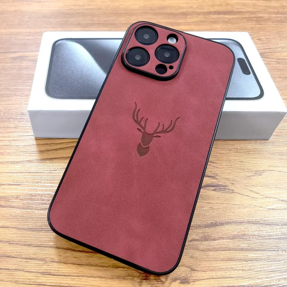 Luxury Retro PU Leather iPhone Case – Deer Pictorial Design, Full Back Protection, Stylish & Durable Cover | Case for iPhone