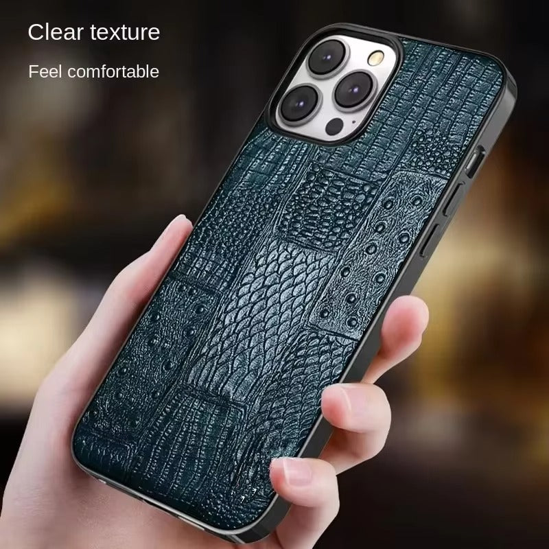 Luxury Genuine Cowhide Leather iphone case – Splicing Color Design, Shockproof Stylish & Durable Back Cover | Case for iPhone