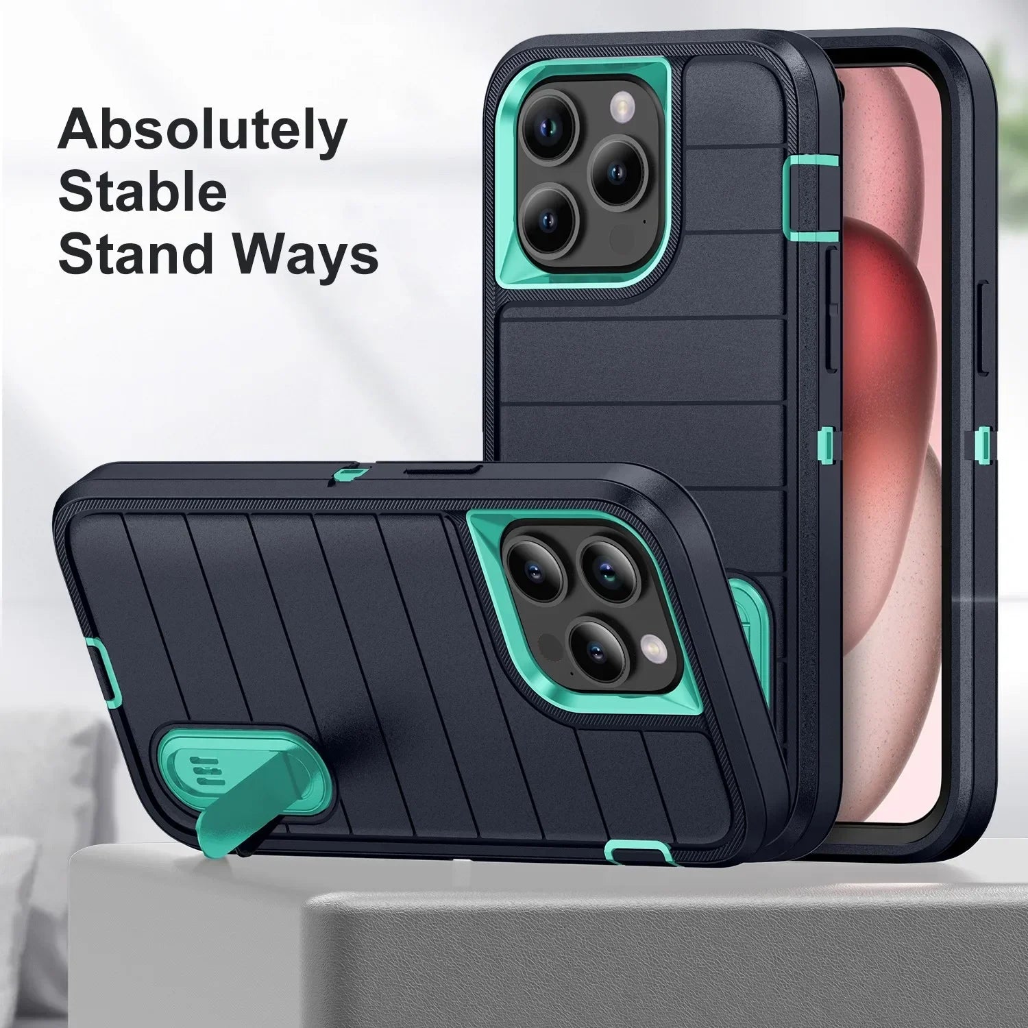 New 3-in-1 Hybrid Defender Case – Kickstand Full-Body Protection Cover for iPhone Models, Rugged and Durable Design